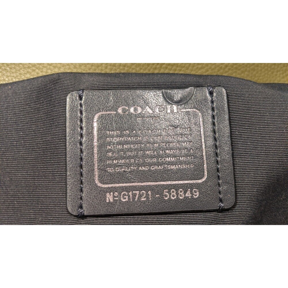 Coach Large Market Tote Pebbled Leather Army Green Turn Lock  #F58849 EXCELLENT! - Picture 11 of 14